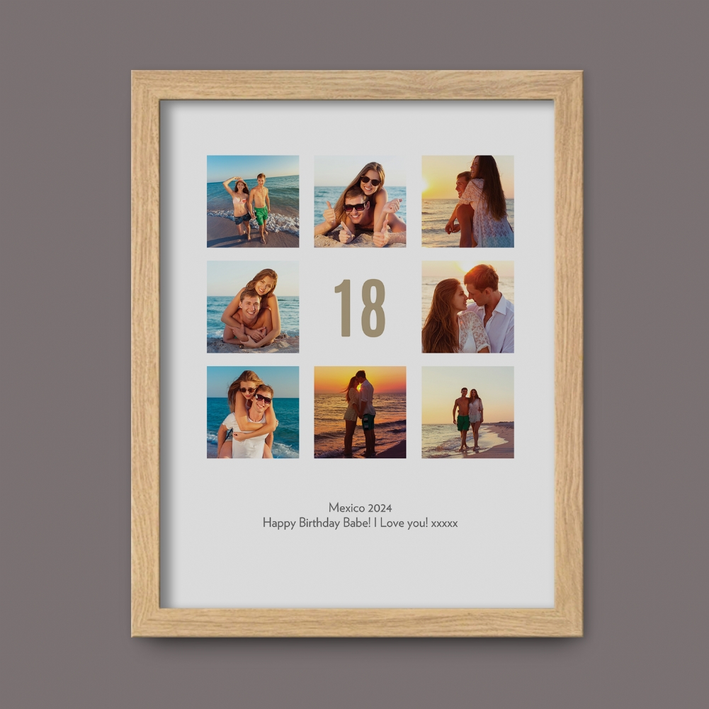 Fmad Pmc Black/Gold/Silver Personalised 18Th Birthday Photo Prints (Oak Frame)