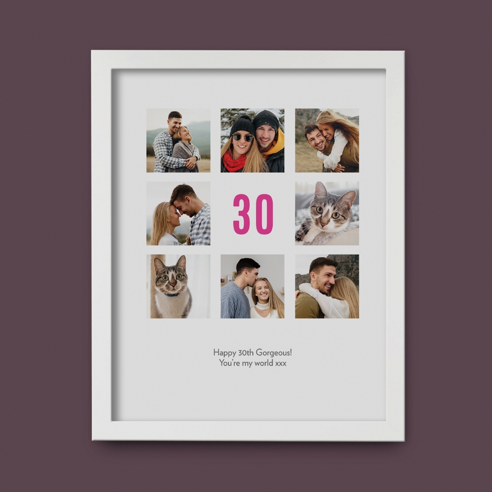 Fmad Pmc White Personalised 30Th Birthday Photo Prints ( Frame)