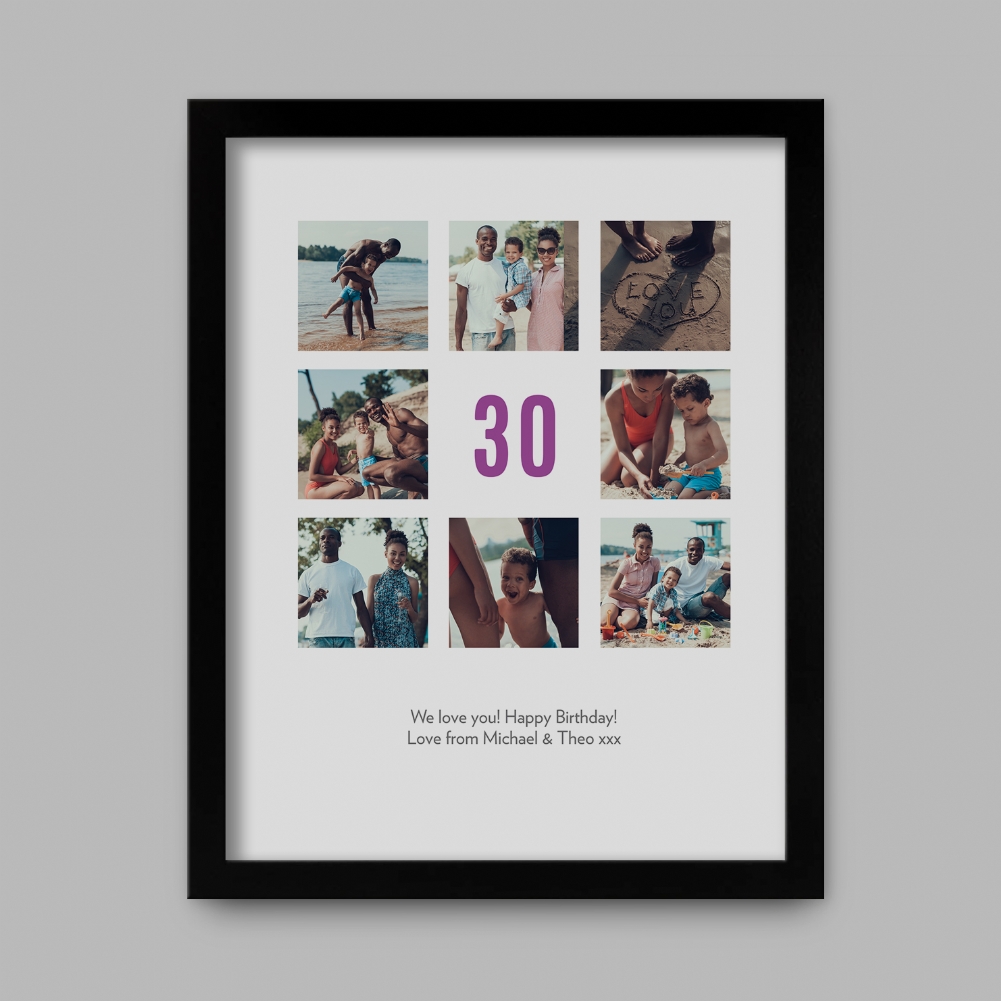 Fmad Pmc Black Personalised 30Th Birthday Photo Prints ( Frame)