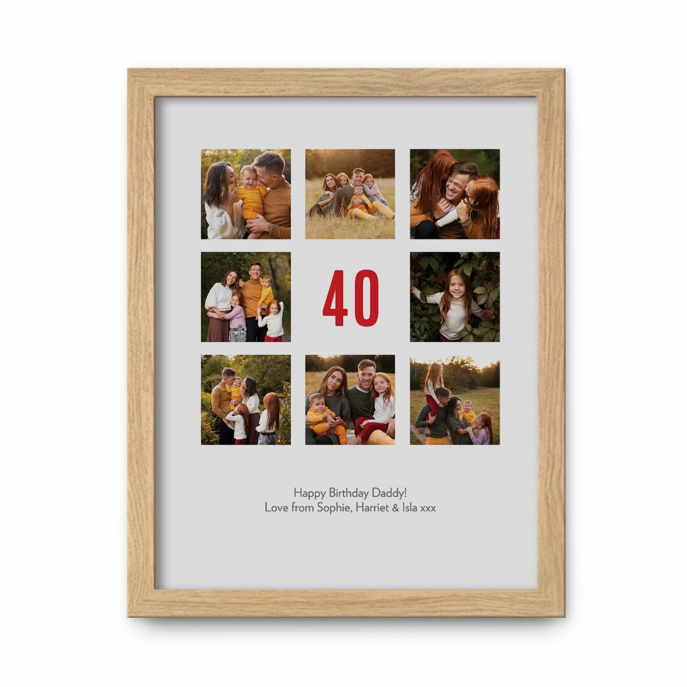 Fmad Pmc Black/Gold/Silver Personalised 40Th Birthday Photo Prints