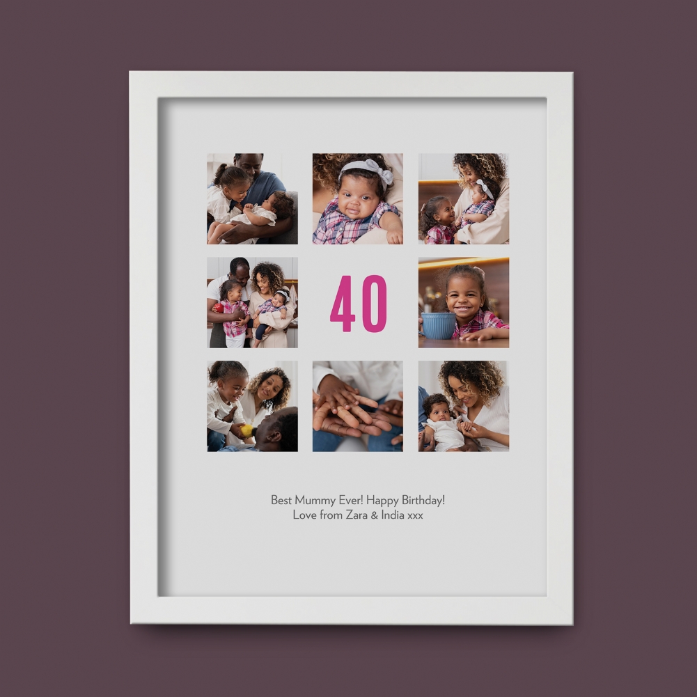 Fmad Pmc White Personalised 40Th Birthday Photo Prints ( Frame)