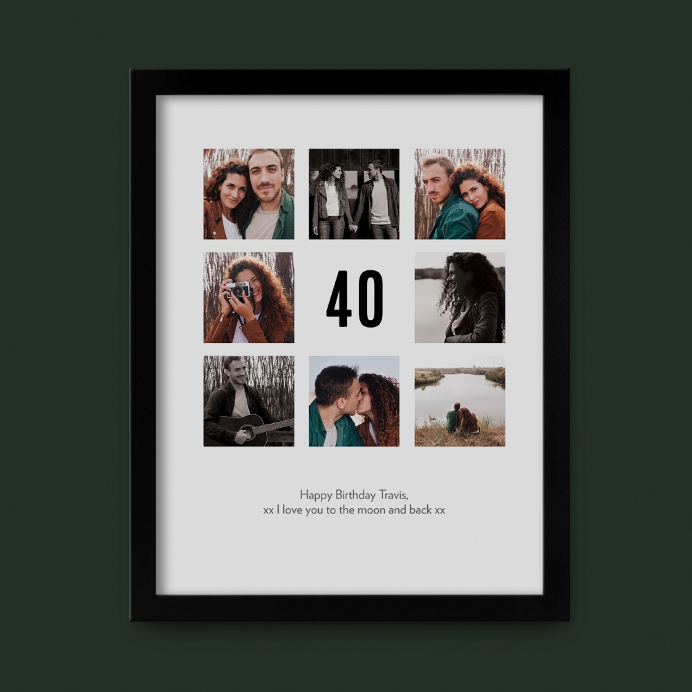 Fmad Pmc Black Personalised 40Th Birthday Photo Prints ( Frame)