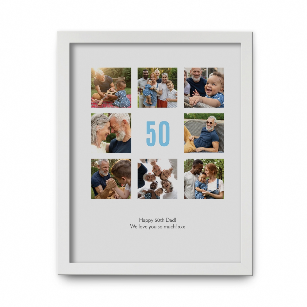 Fmad Pmc Black/Gold/Silver Personalised 50Th Birthday Photo Prints