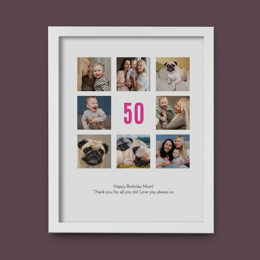 Fmad Pmc White Personalised 50Th Birthday Photo Prints ( Frame)