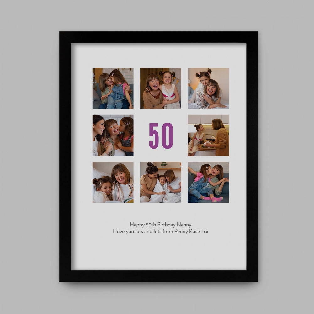 Fmad Pmc Black Personalised 50Th Birthday Photo Prints ( Frame)
