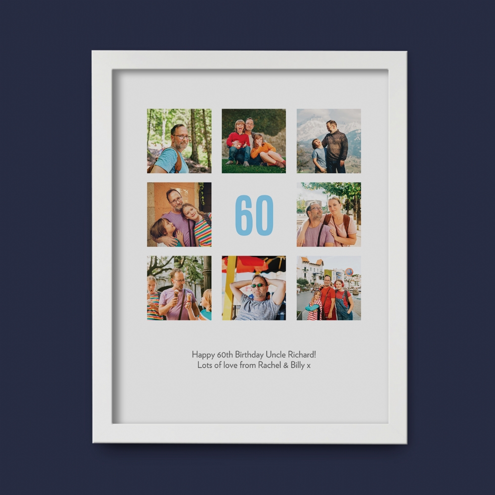 Fmad Pmc White Personalised 60Th Birthday Photo Prints ( Frame)