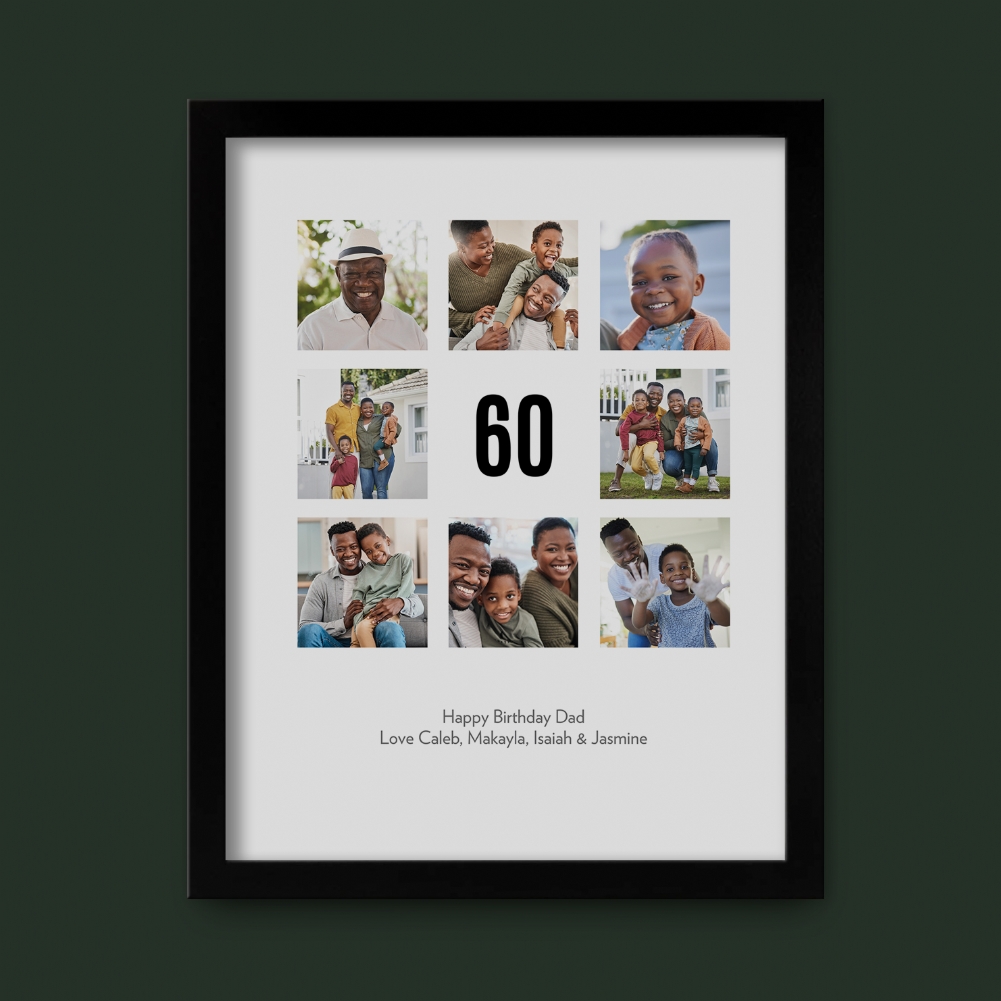 Fmad Pmc Black Personalised 60Th Birthday Photo Prints ( Frame)