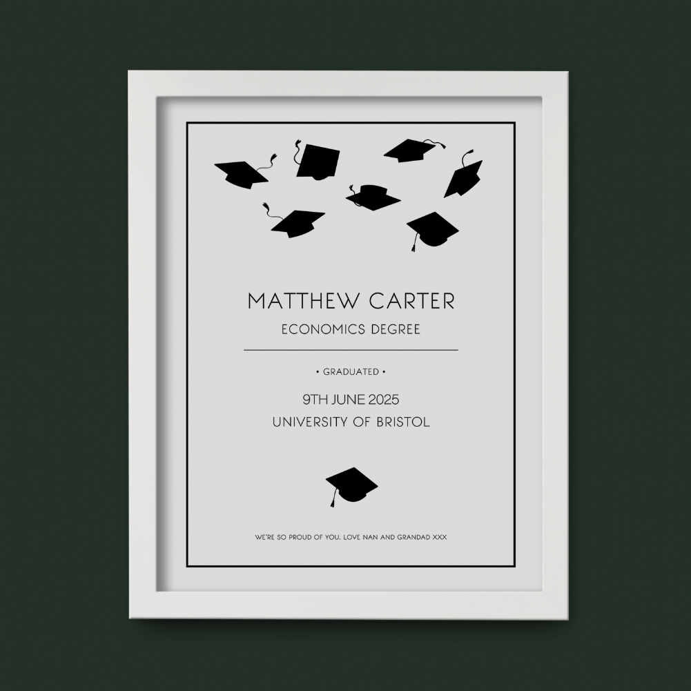 Fmad Pmc White Personalised Graduation Certificate Prints ( Frame)
