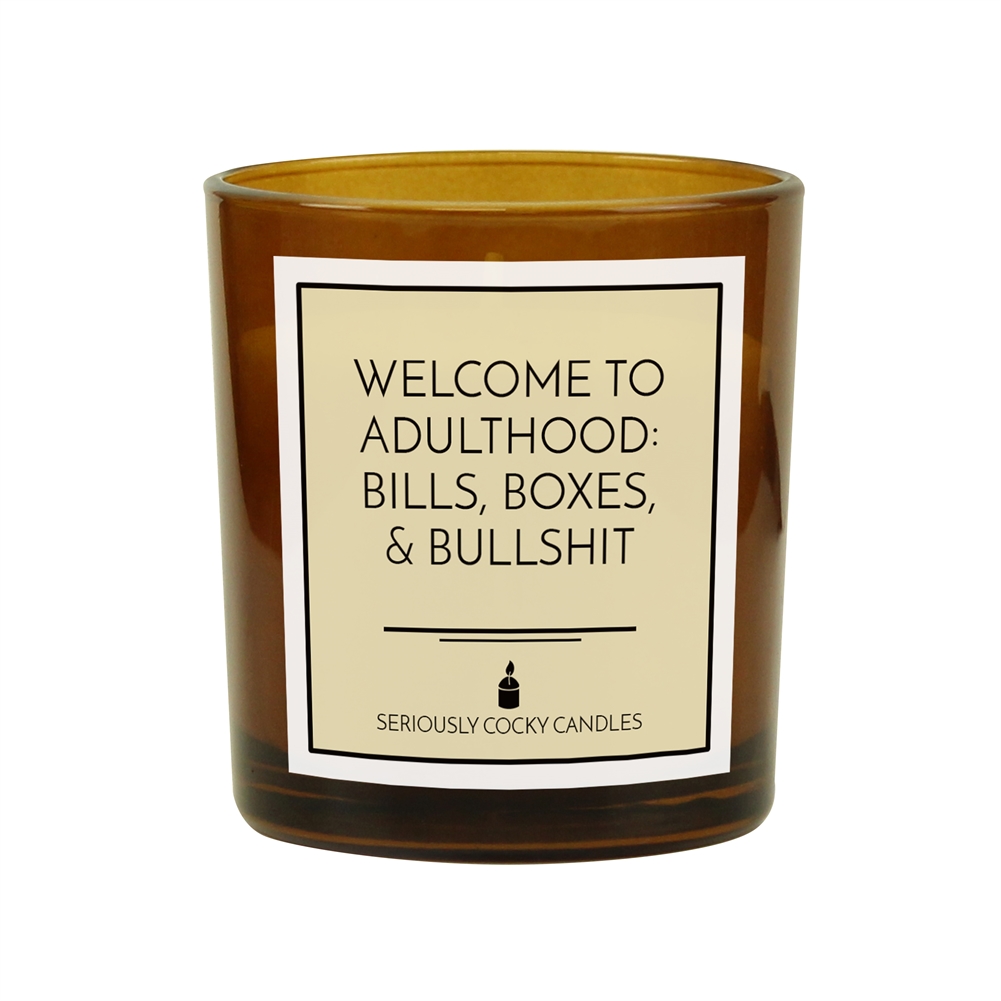 Fmad Pmc Amber Welcome To Adulthood: Bills, Boxes And Bullshit" Candle