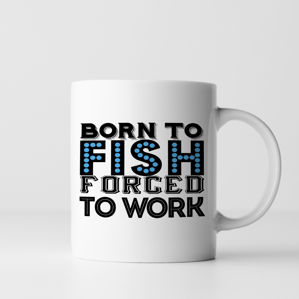 Fms Stocked Cewe/China Mugs Men's Black/Blue Born To Fish Forced To Work Mug