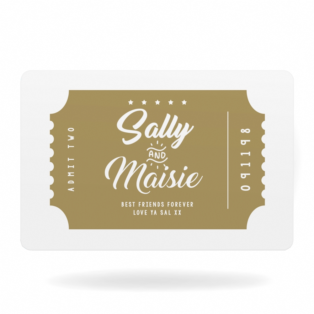 Fmad Pmc Gold/Silver/Coral Personalised Cinema Ticket Wallet Or Purse Insert