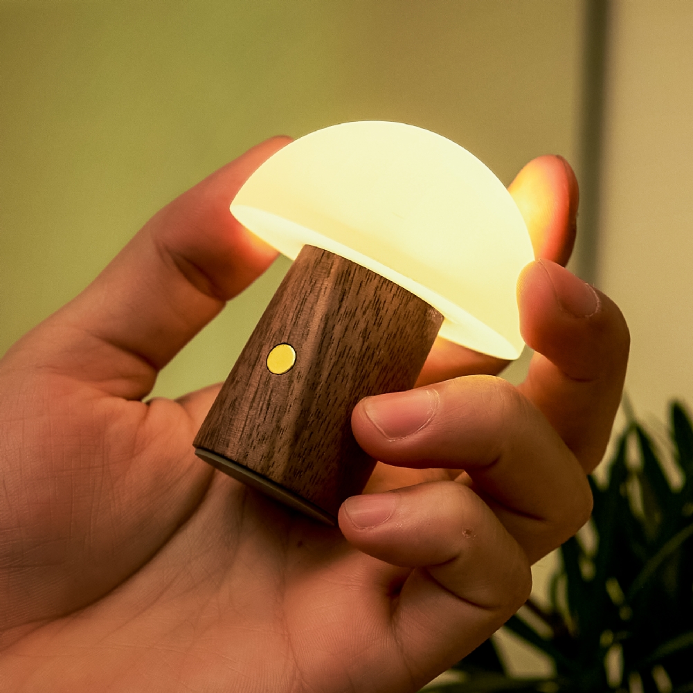 Gingko Electronics White Wooden Mushroom Lamps (Super Mini Walnut)