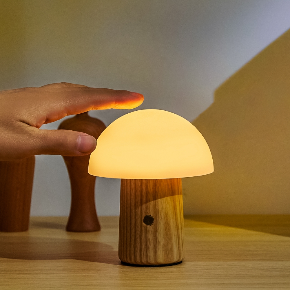 Gingko Electronics White Wooden Mushroom Lamps (Mini Ash Wood)