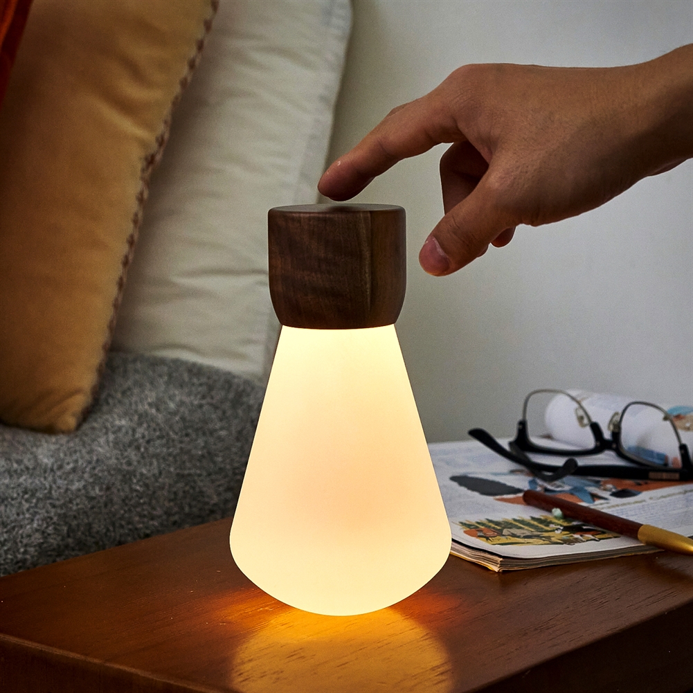 Gingko Electronics White/Light Pentagon Desk Bulbs (Natural Walnut Wood)