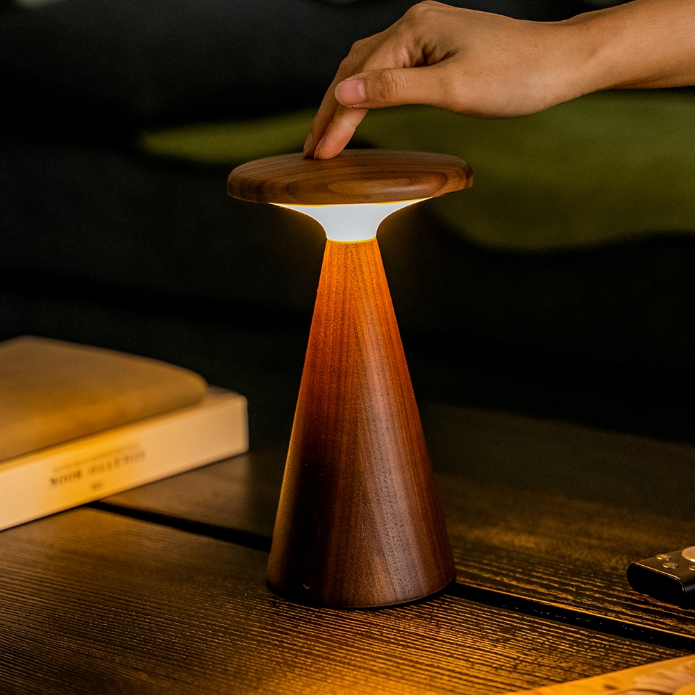 Gingko Electronics White/Light Sylvia Table Lamps (Large Walnut)
