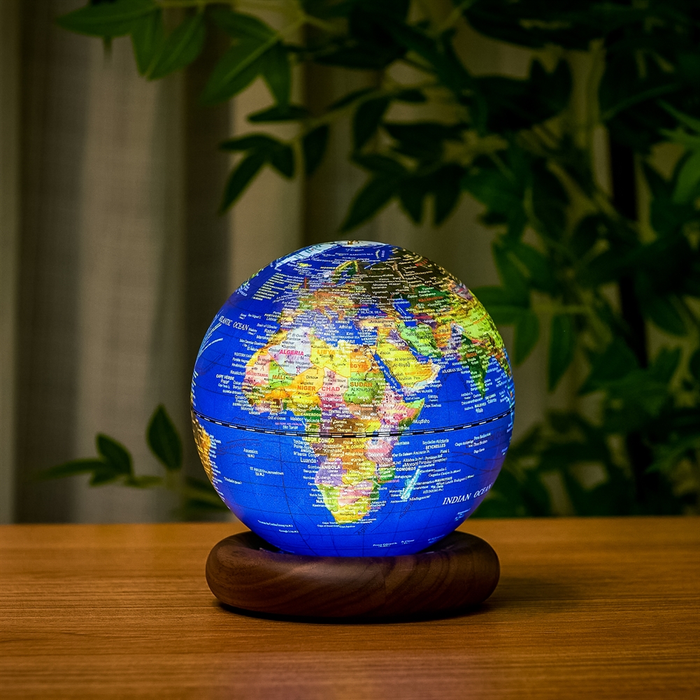 Gingko Electronics Dark/Blue Gingko Atlas Globe Lamps ( Ocean - Walnut Base)
