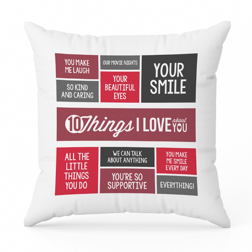 Fmad Pmc Red 10 Things I Love About You Personalised Cushion