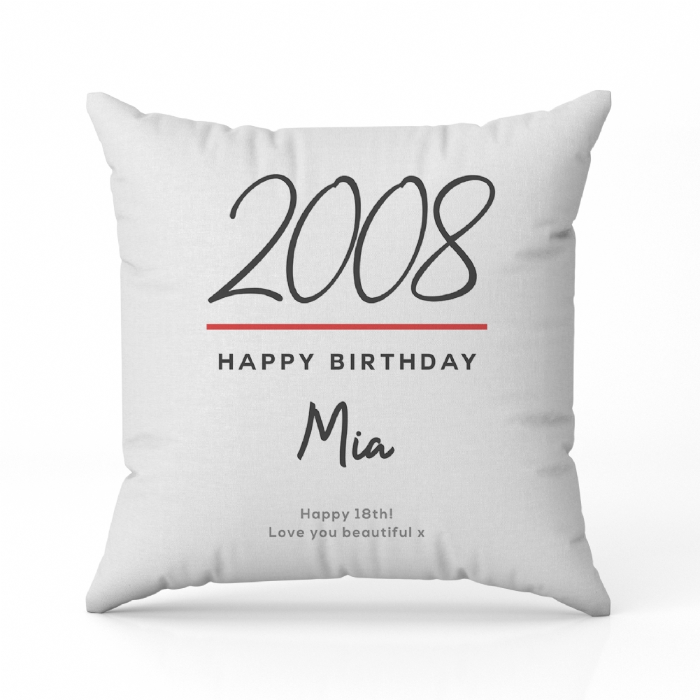 Fmad Pmc Pink/Green/Grey Personalised Classy 18Th Birthday Year Cushion