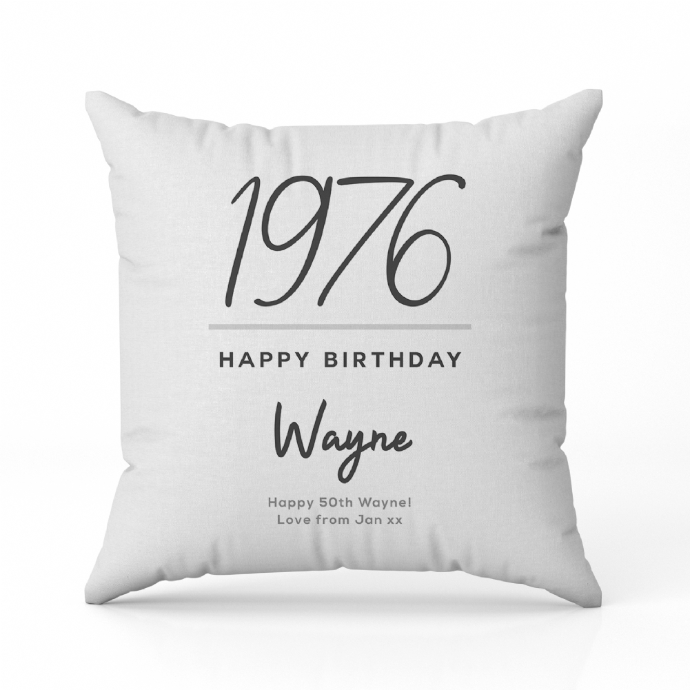 Fmad Pmc Blue/Green/Grey Personalised Classy 50Th Birthday Year Cushion