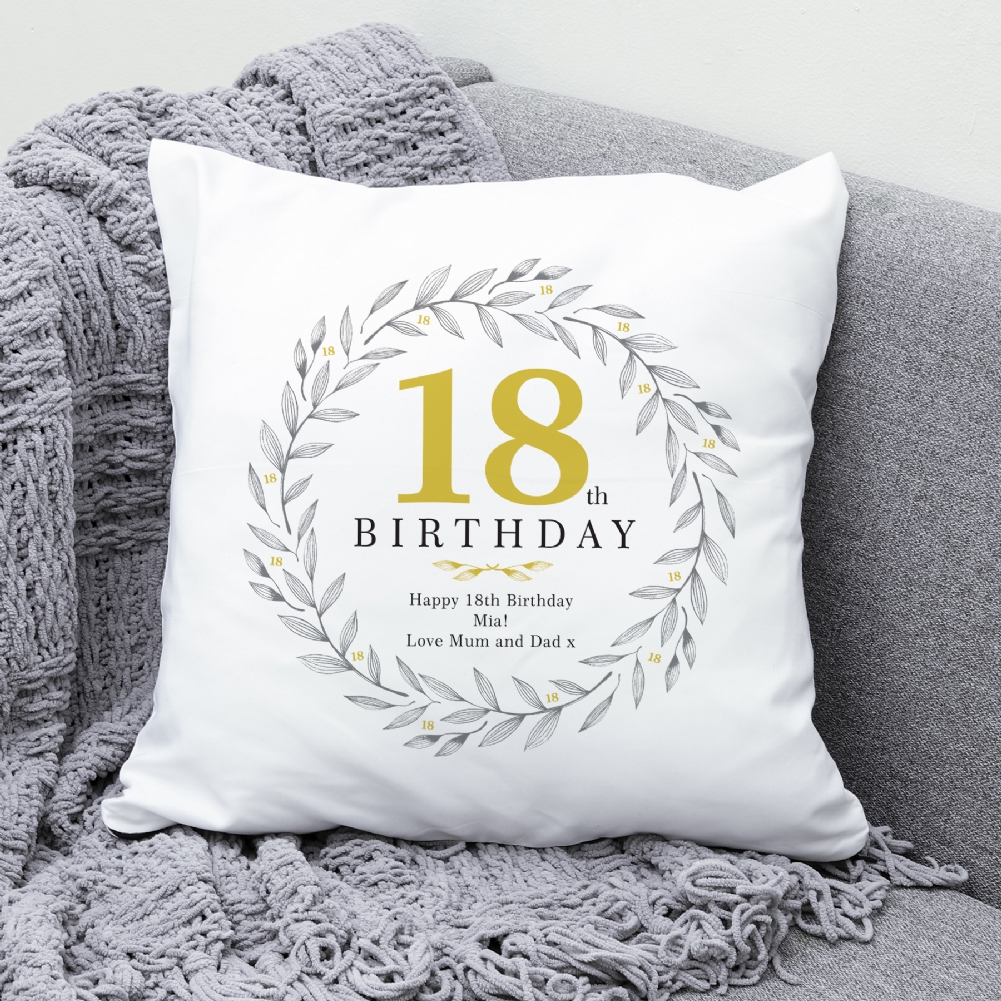 Fmad Pmc Golden/Yellow/Light Personalised 18Th Birthday Cushion