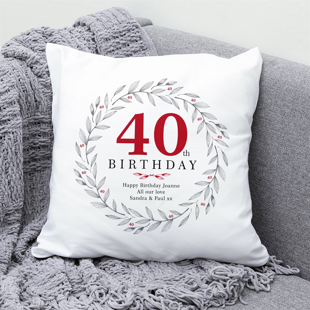 Fmad Pmc Red Personalised 40Th Birthday Cushion