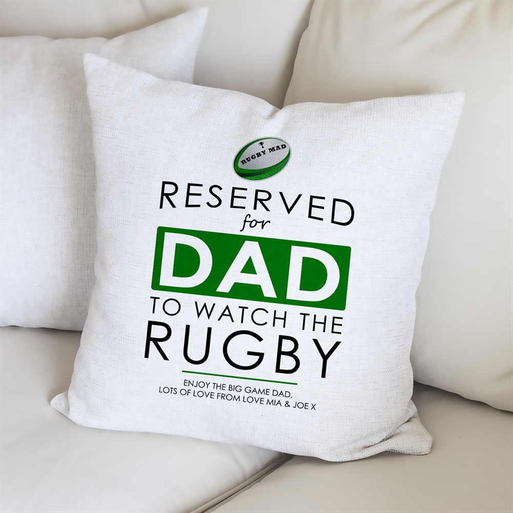 Fmad Pmc Personalised Reserved For Dad Rugby Cushion