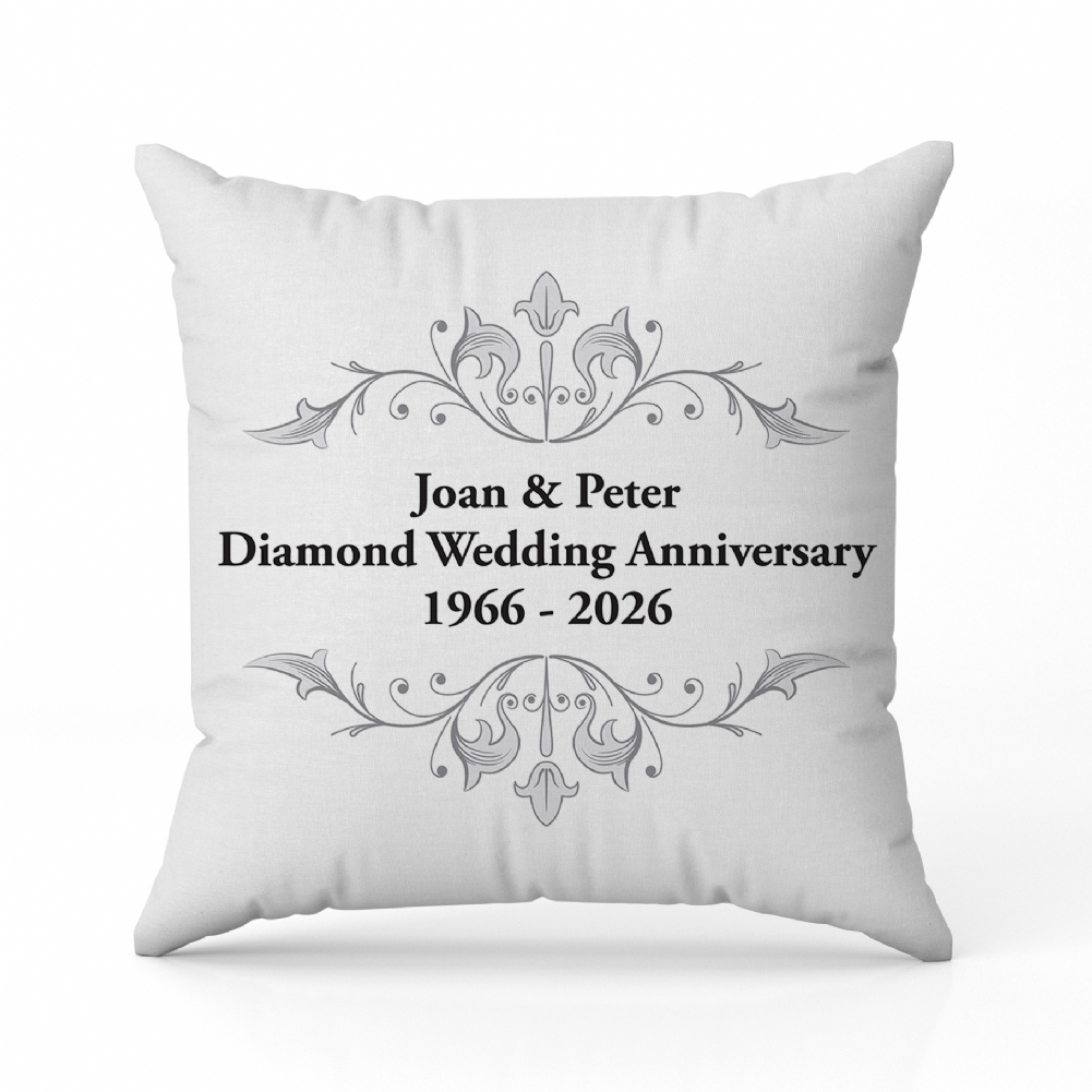 Fmad Pmc Silver Personalised Diamond Anniversary Cushion