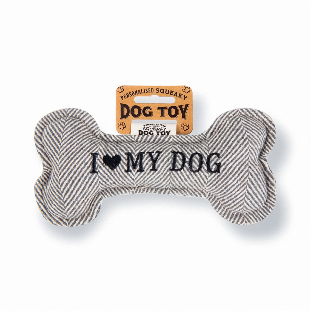History & Heraldry I Love My Dog" Squeaky Bone Dog Toy