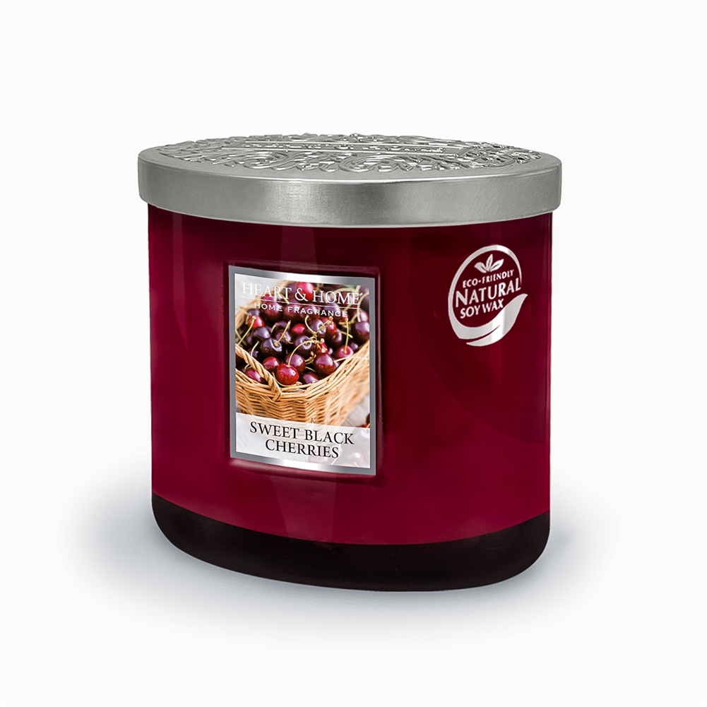 History & Heraldry Black Twin Wick Ellipse Candles (Sweet Cherries)