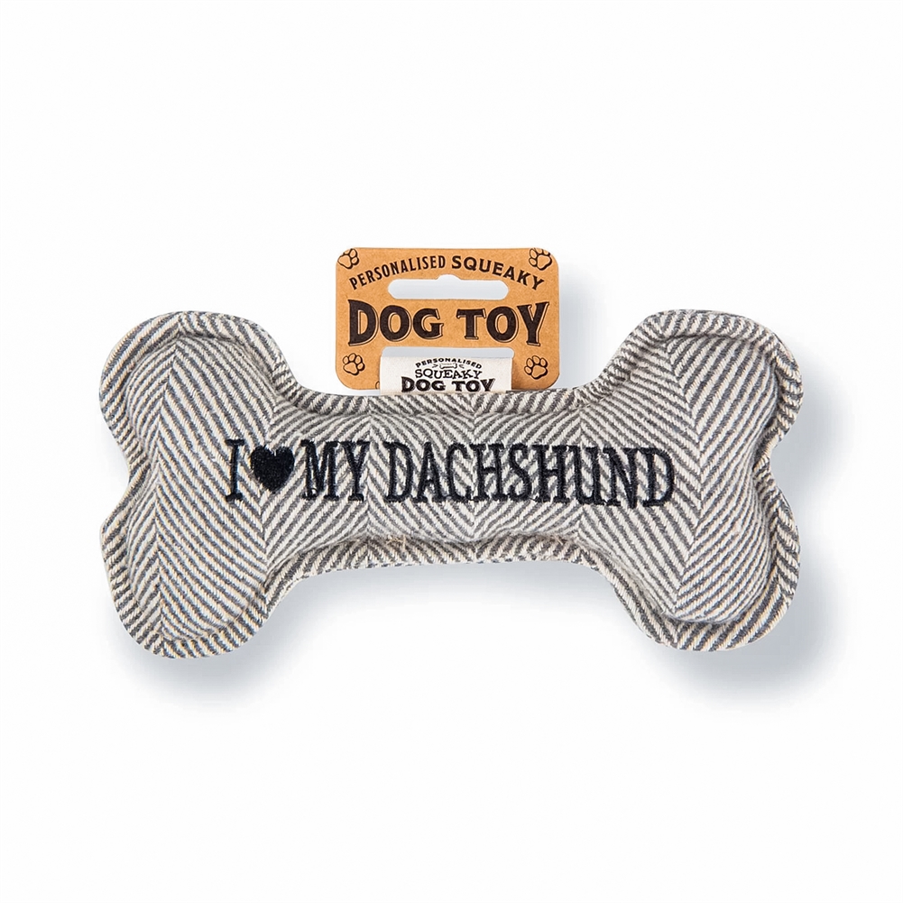 History & Heraldry Black I Love My Dog" Breed Squeaky Dog Toys (Dachsund)