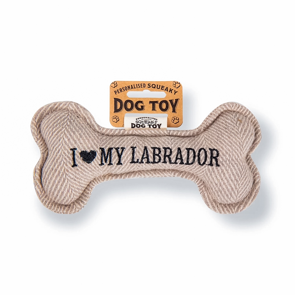 History & Heraldry Black I Love My Dog" Breed Squeaky Dog Toys (Labrador)