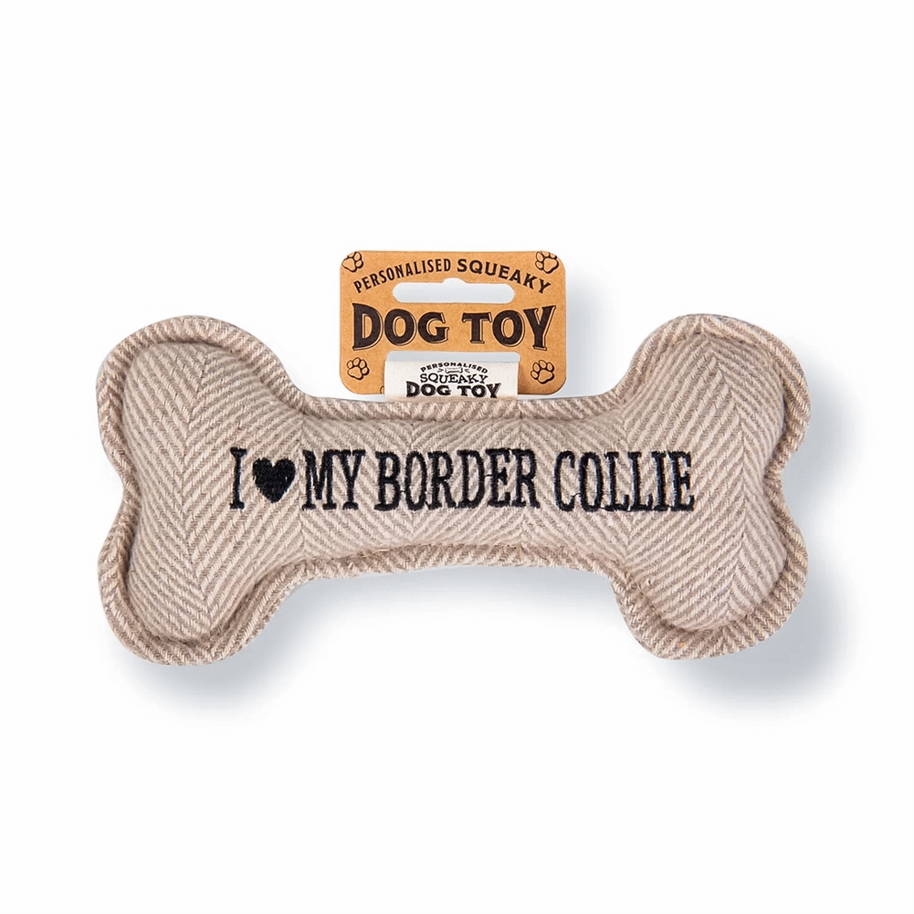 History & Heraldry Black I Love My Dog" Breed Squeaky Dog Toys (Border Collie)
