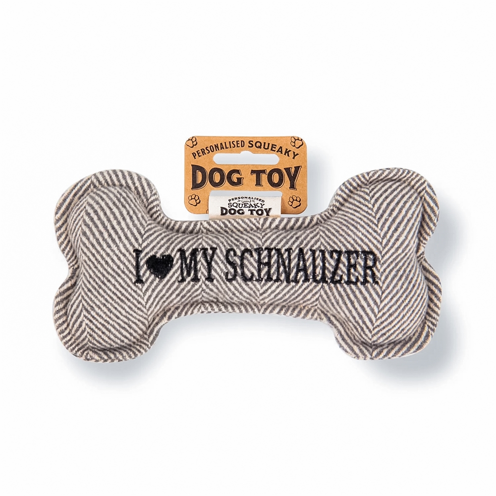 History & Heraldry Black I Love My Dog" Breed Squeaky Dog Toys (Schnauzer)