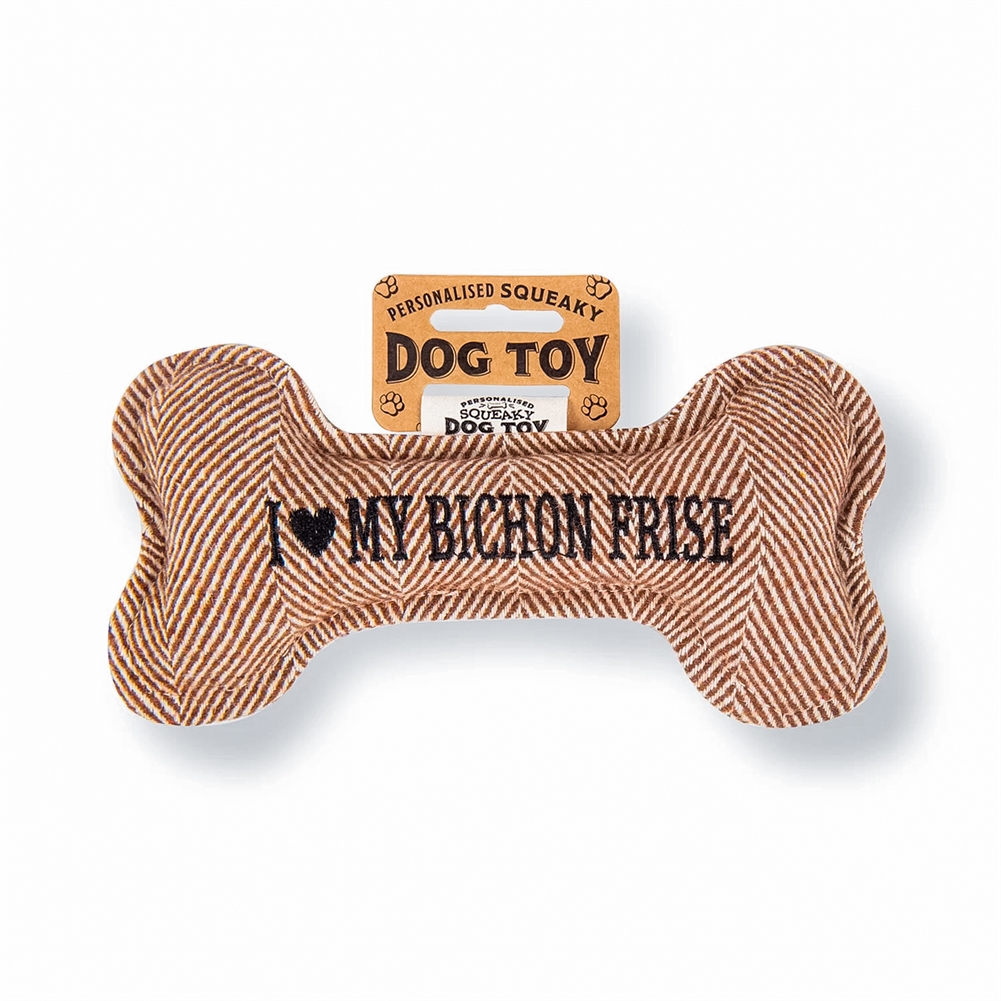 History & Heraldry Black I Love My Dog" Breed Squeaky Dog Toys (Bichon Frise)
