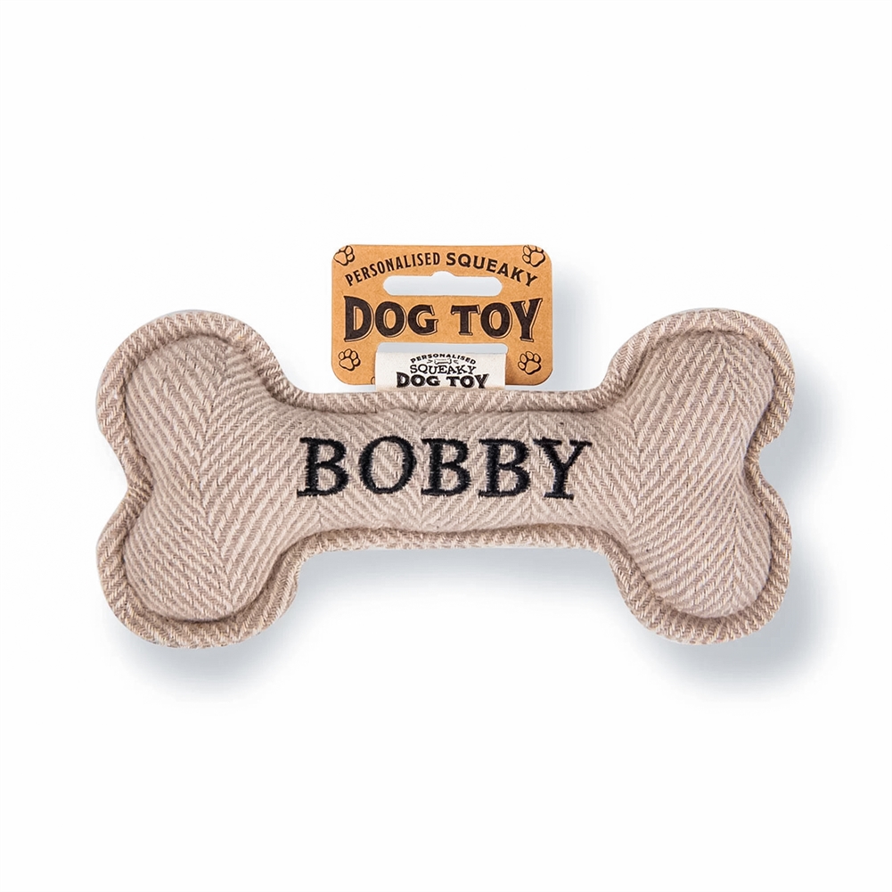 History & Heraldry Black Named Squeaky Dog Toys (Bobby)