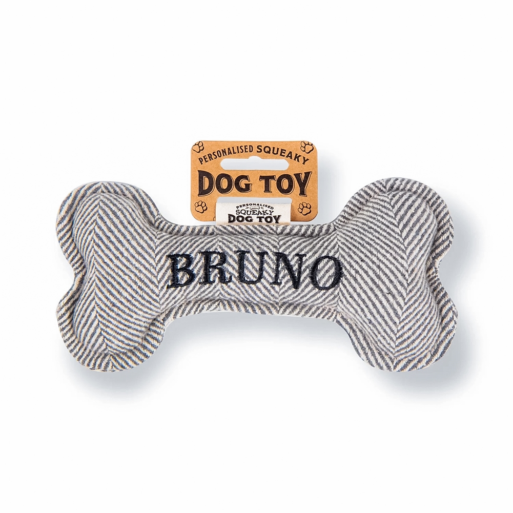 History & Heraldry Black Named Squeaky Dog Toys (Bruno)