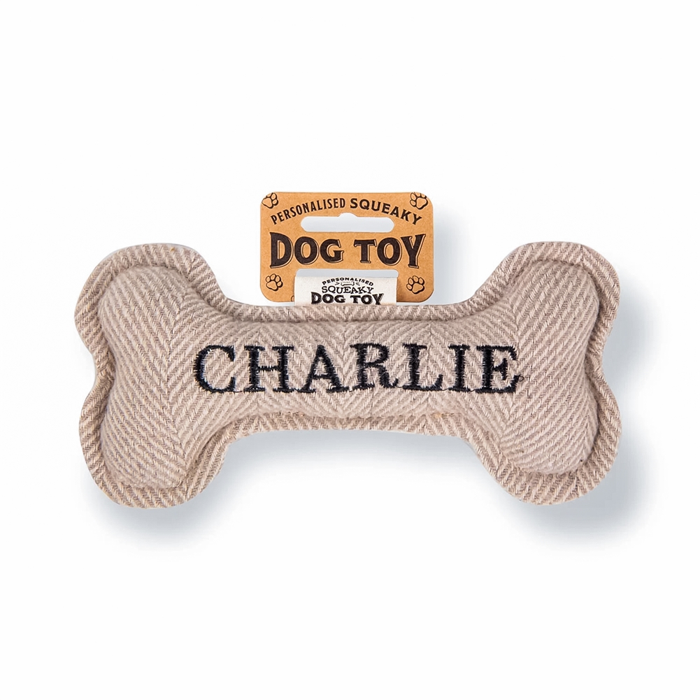 History & Heraldry Black Named Squeaky Dog Toys (Charlie)
