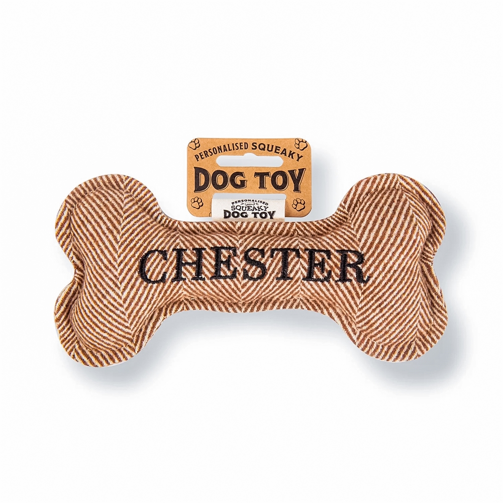 History & Heraldry Black Named Squeaky Dog Toys (Chester)