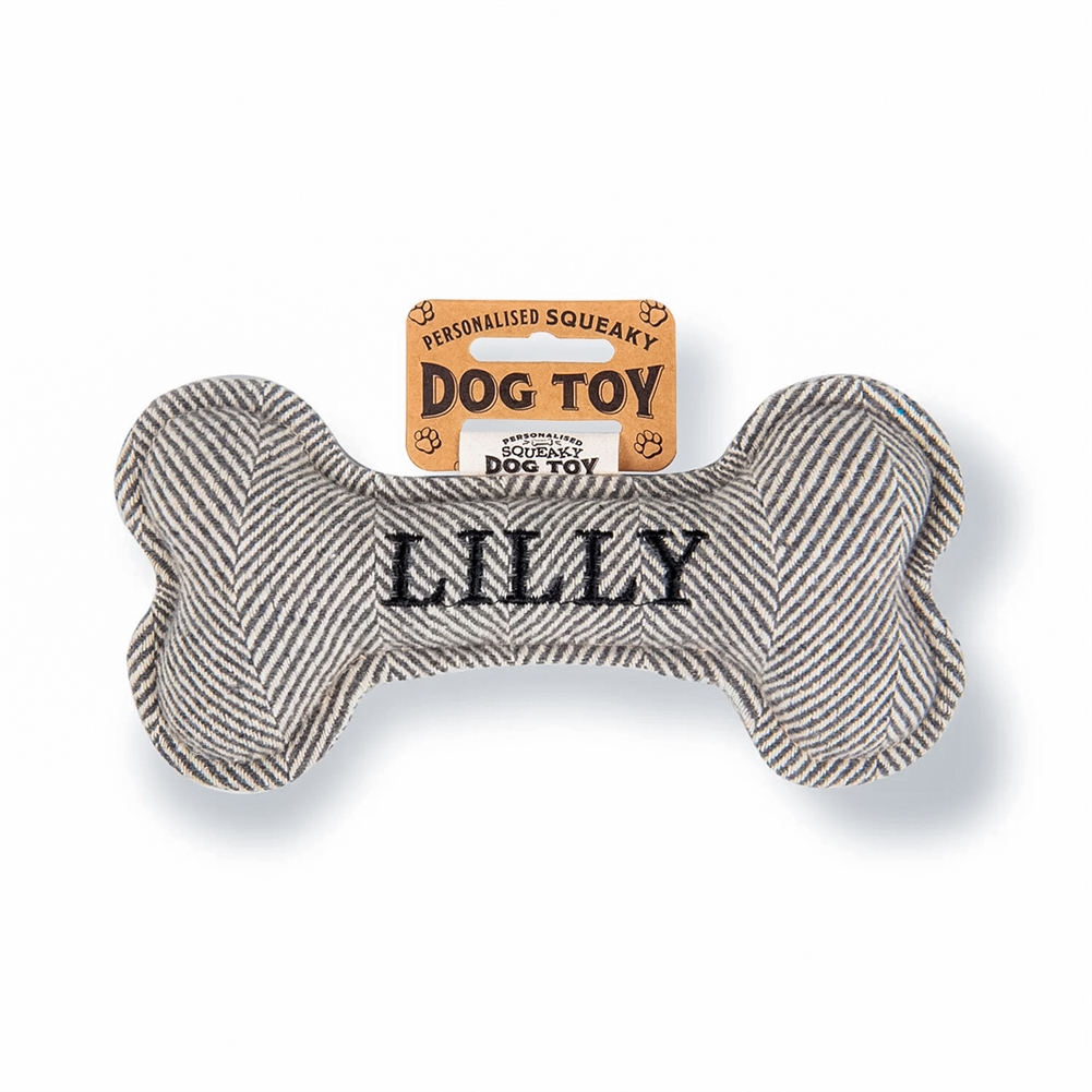 History & Heraldry Black Named Squeaky Dog Toys (Lilly)