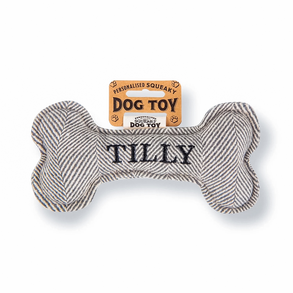 History & Heraldry Black Named Squeaky Dog Toys (Tilly)