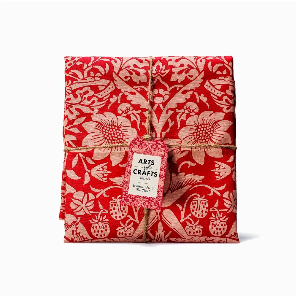 Half Moon Bay Ltd Dark William Morris Raspberry Recycled Cotton Tea Towel