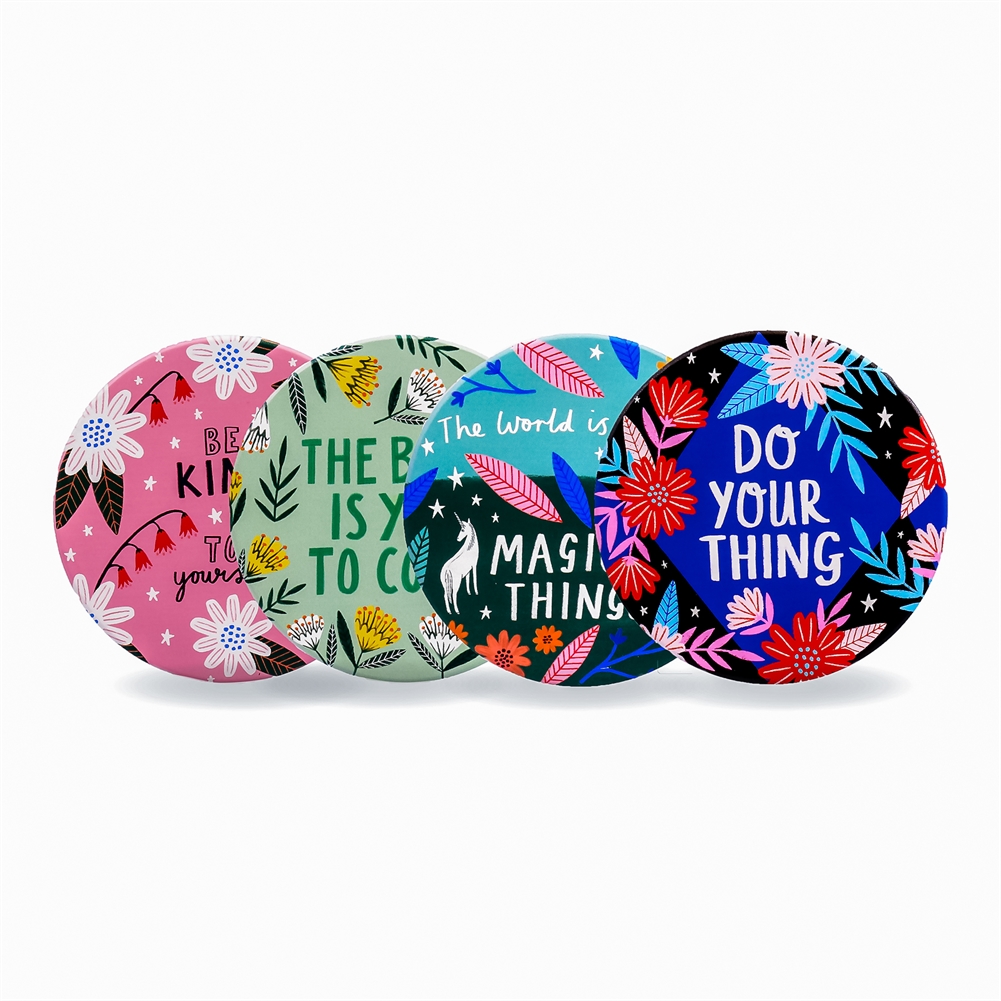 Half Moon Bay Ltd Bonbi Forest Quotes Set Of 4 Ceramic Coasters