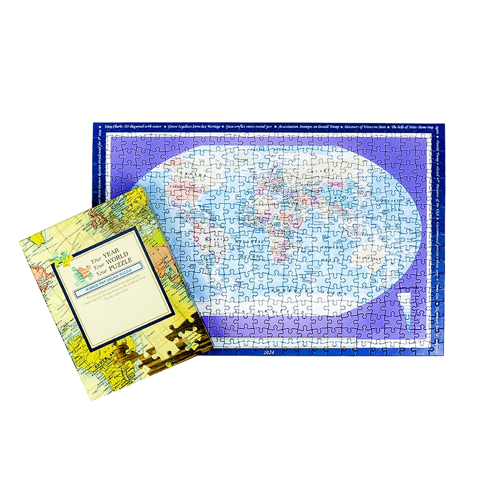 Map Marketing Limited 400 Piece World Map Jigsaw Puzzle (1900 To 2024) - Personalised
