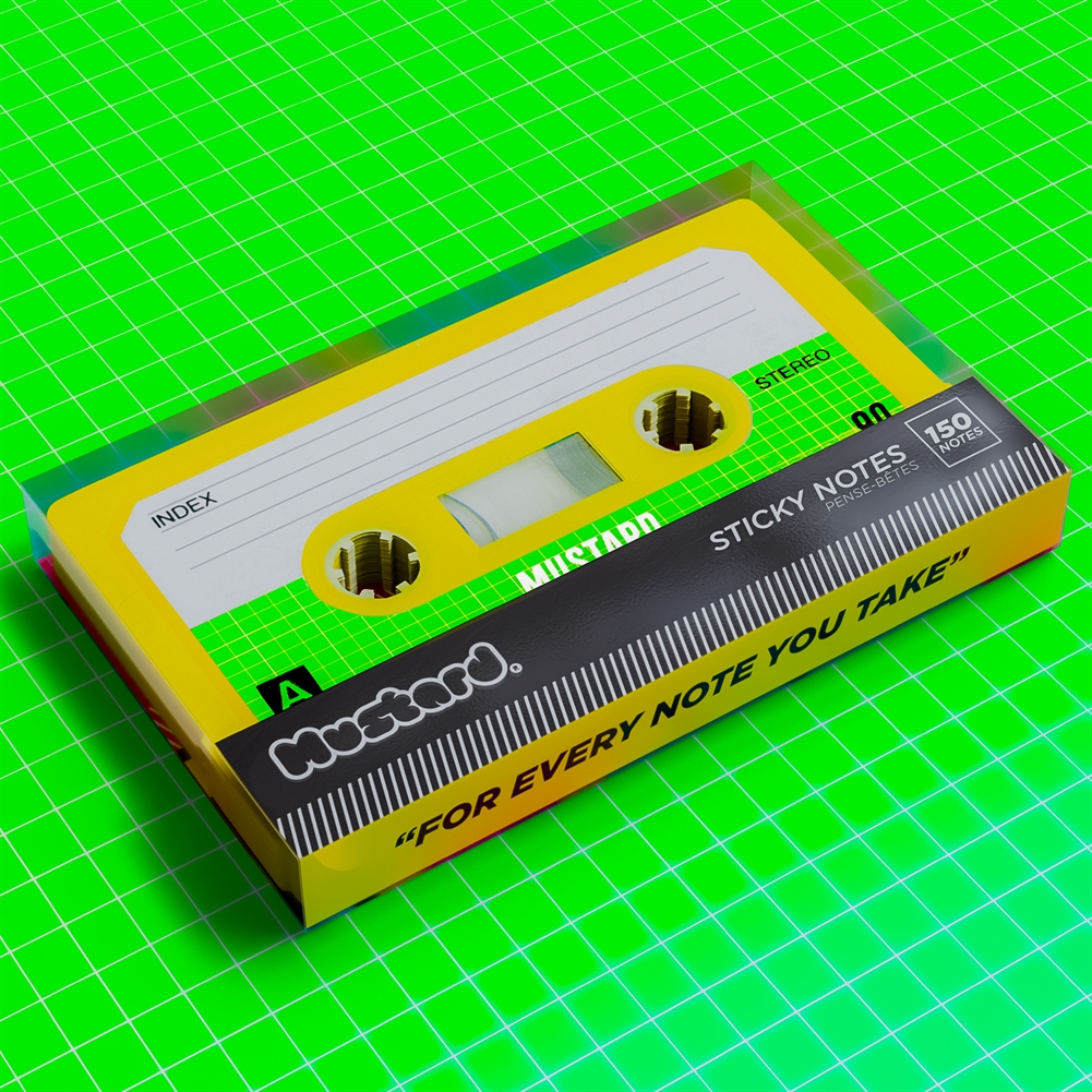 Mustard Light Retro Cassette Sticky Notes