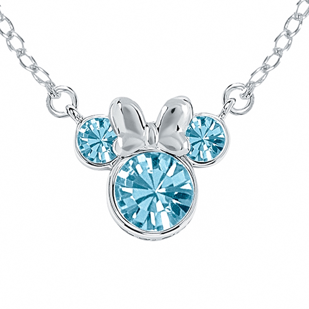 Peers Hardy Silver Sterling Disney Minnie Mouse Birthstone Month Necklaces (March)