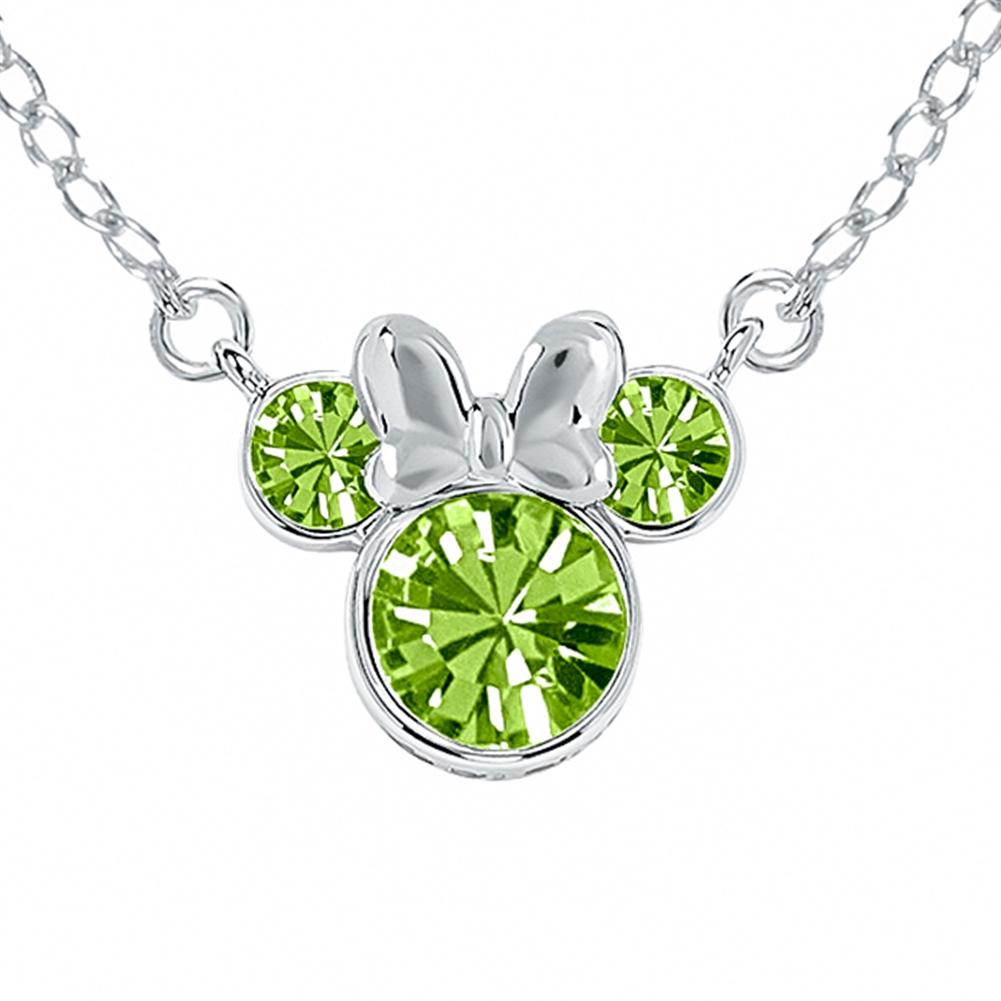 Peers Hardy Silver Sterling Disney Minnie Mouse Birthstone Month Necklaces (August)