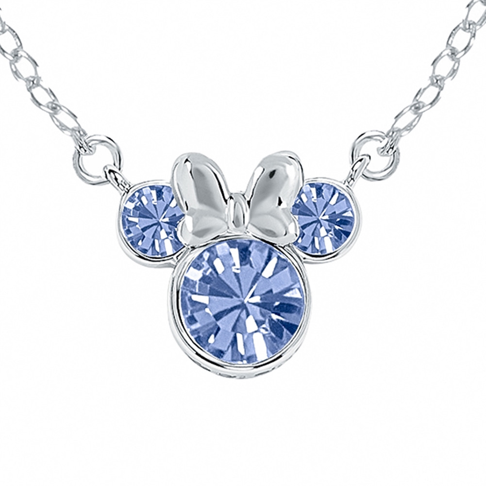 Peers Hardy Silver Sterling Disney Minnie Mouse Birthstone Month Necklaces (December)