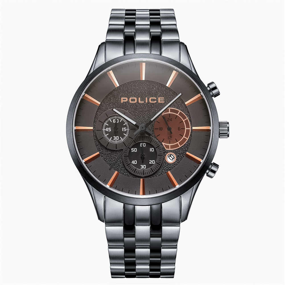 Peers Hardy Men's Brown Police Cage Chrono Watches ( - Stainless Steel)