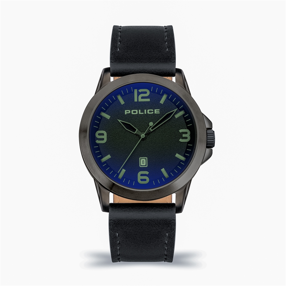 Peers Hardy Men's Black Police Cliff Watches ( Sandblasted Dial - Leather Strap)