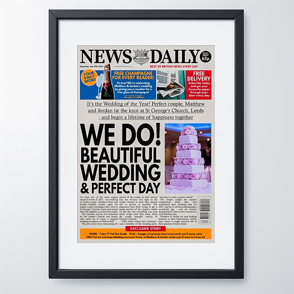 Photo Fairy Tales Personalised "Wedding" Newspaper Front Page